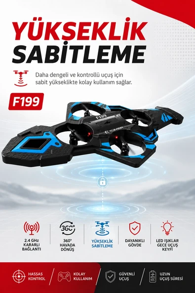 Katlanabilir Tasarımlı Uzaktan Kumandalı Drone 360 Derece Dönüş Ve Işıklı Uçuş Özellikli ürün görseli 1