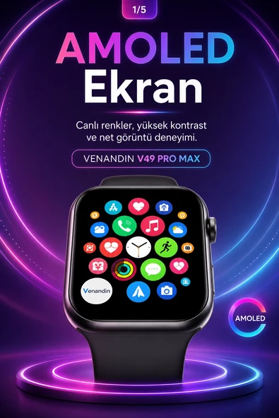 Spor Takip Özellikli AMOLED Ekran Akıllı Saat Telefon Uyumlu Bluetooth Bağlantılı ürün görseli 1