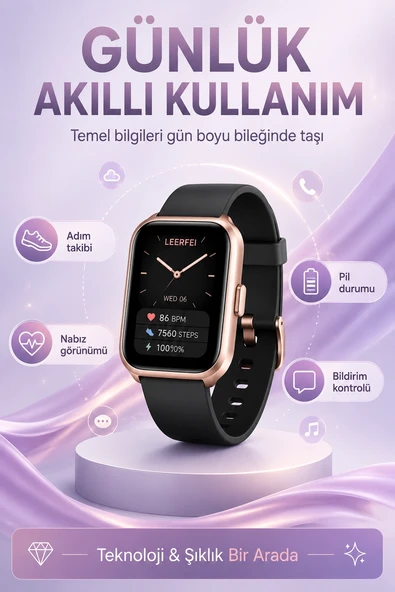 Telefon Uyumlu Rose Gold Akıllı Saat Kablosuz Şarj Destekli Şık Tasarımlı Kullanım ürün görseli 1