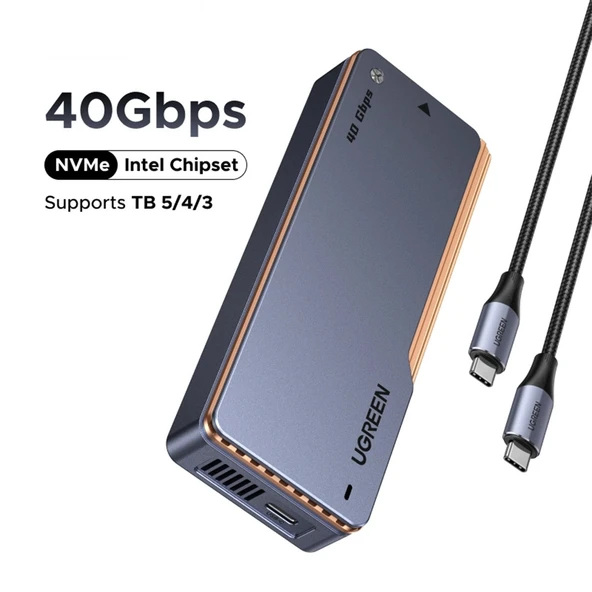 UGREEN 65727 D703 USB-C M.2 NVMe SSD 40Gbps Harici M.2 Kutusu Alüminyum Alaşımlı Kasa ürün görseli 1