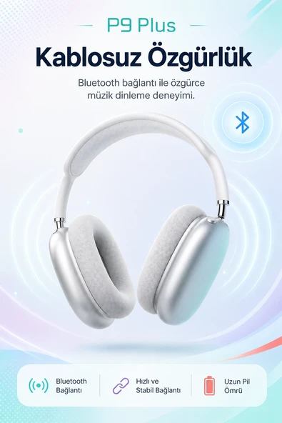 Şarjlı Kulak Üstü Stereo Kulaklık Bluetooth Uyumlu Müzik Ve Görüşme Destekli ürün görseli 1