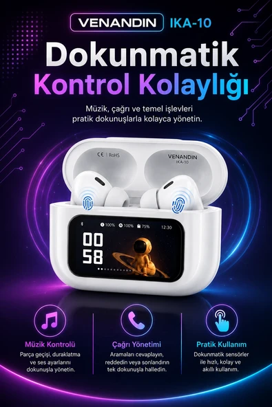 Ekran Göstergeli Kablosuz Kulak İçi Kulaklık Şarj Kutulu Müzik Ve Görüşme Uyumlu ürün görseli 1