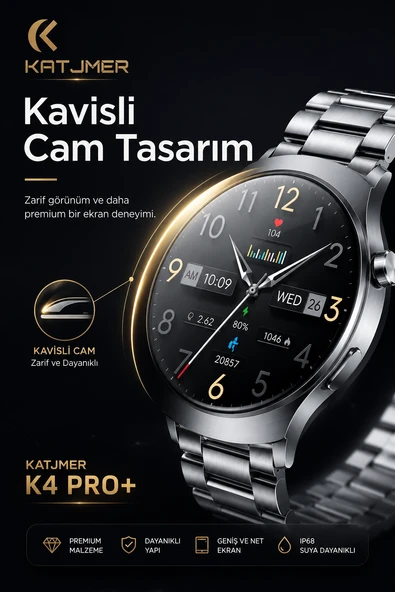 AMOLED Ekranlı Metal Kordonlu Akıllı Saat Üç Kayışlı Spor Takip Ve Bildirim Özellikli ürün görseli 1