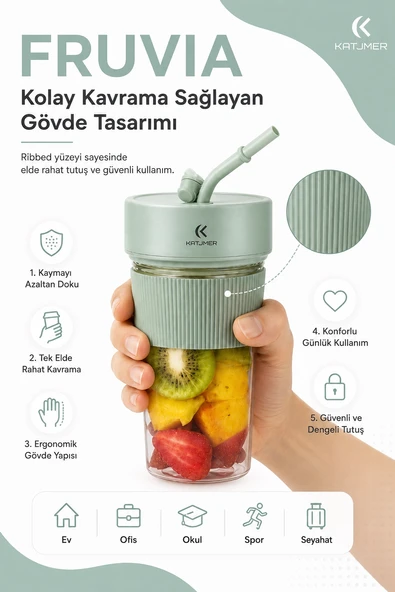 Seyahat Uyumlu Taşınabilir Meyve Sıkacağı Karıştırıcı Blender Pipetli Bardak Modeli ürün görseli 1