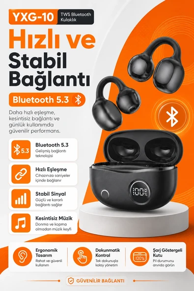 Açık Kulak Tasarımlı Kablosuz Kulaklık Spor Ve Günlük Kullanım İçin Şarjlı Set ürün görseli 1