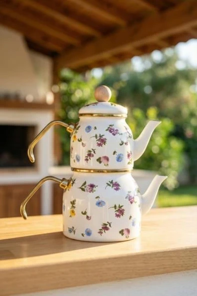 Acar XAP-10438 Petit Fleur Collection Mini Emaye Çaydanlık Takımı ürün görseli 1