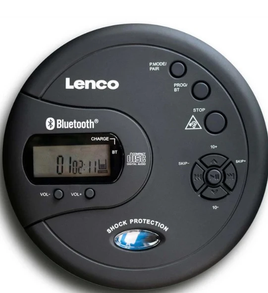 LENCO CD-300BK - Darbeye dayanıklı taşınabilir Bluetooth® CD-MP3 çalar - Siyah ürün görseli 1