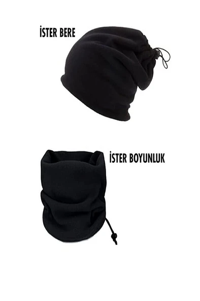 Unisex Siyah Polar Boyunluk - Resim 2