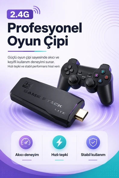 Çift Kollu Kablosuz Oyun Konsolu TV Bağlantılı Klasik Oyunlar İçin Pratik Set ürün görseli 1