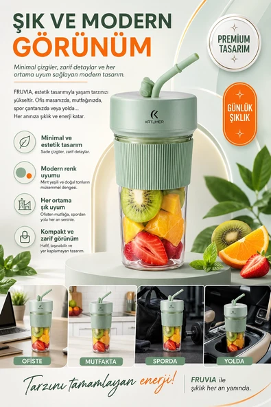 Günlük Kullanıma Uygun Şarjlı Meyve Sıkacağı Mini Blender Bardaklı Karıştırıcı ürün görseli 1