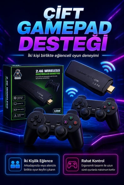 2.4G Kablosuz Gamepadli Mini Oyun Konsolu HDMI Destekli Retro Oyun Cihazı Seti ürün görseli 1