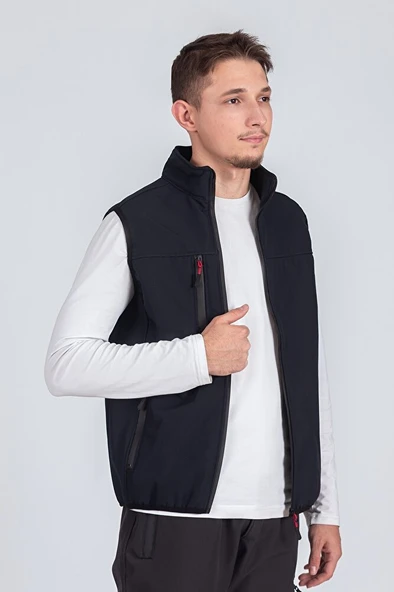 Softshell Dik Yaka Erkek Yelek - Resim 6