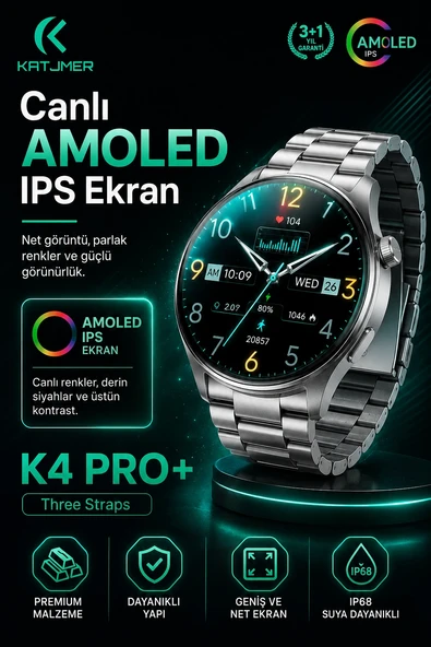 Spor Modlu Bildirim Özellikli Akıllı Saat Metal Kordonlu Üç Kayışlı Günlük Kullanım Seti ürün görseli 1