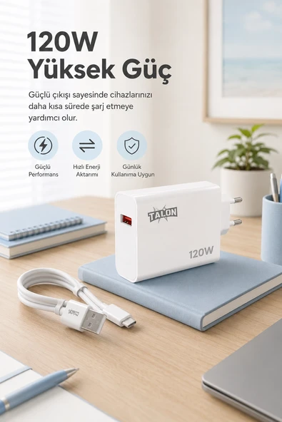 Güvenli Şarj Özellikli 120W Adaptör Ve Kablo Seti Akıllı Koruma Destekli ürün görseli 1