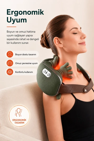 Ense Ve Omuz Bölgesi İçin Isıtmalı Masaj Aleti Yumuşak Dokulu Ergonomik Tasarım ürün görseli 1