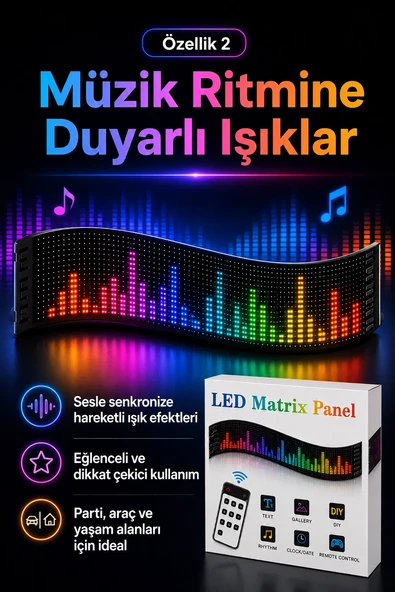 Çok Fonksiyonlu LED Matrix Panel Kayan Yazı Tabelası Saat Tarih Ve Metin Destekli ürün görseli 1