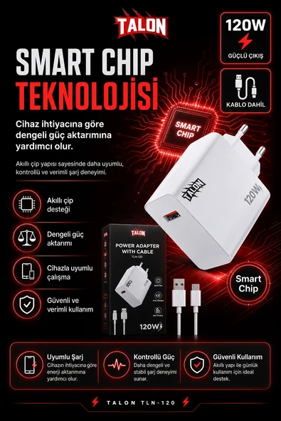 USB Kablolu 120W Güç Adaptörü Hızlı Şarj Destekli Mobil Cihaz Uyumlu Set ürün görseli 1