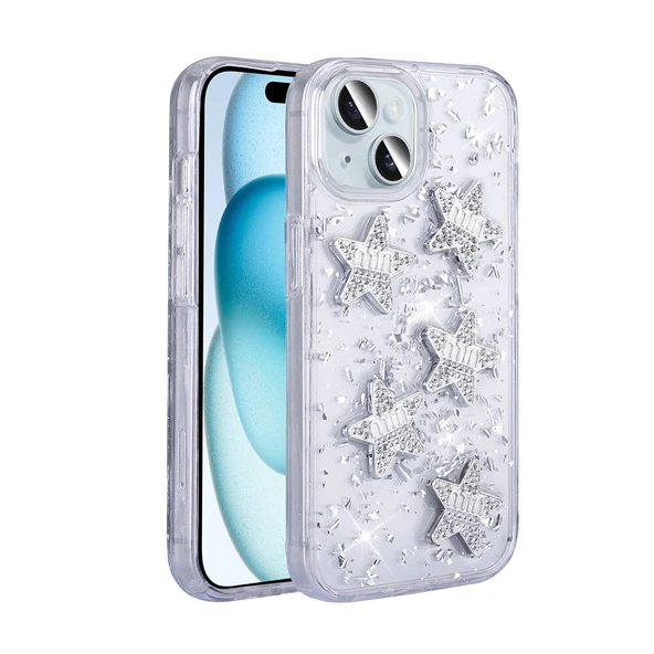 iPhone 13 Kılıf Airbagli Simli Arka Yüzey Işıltı Silikon Kapak ürün görseli 1