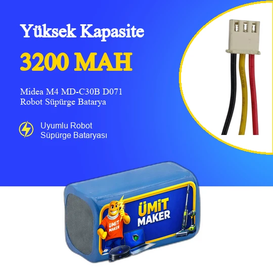 Midea M4 MD-C30B D071 Robot Süpürge 3200 mAh 14.4 V Batarya – Orjinal Uyumlu Uzun Ömürlü, Yüksek Performans Pil ürün görseli 1