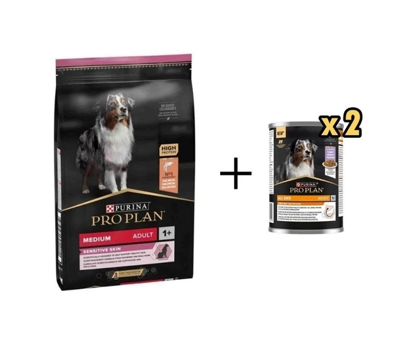 Pro Plan Sensitive Adult Somonlu Yetişkin Köpek Maması 10 Kg + 2 Adet Proplan Hindili Yetişkin Köpek Konservesi 400 Gr ürün görseli 1
