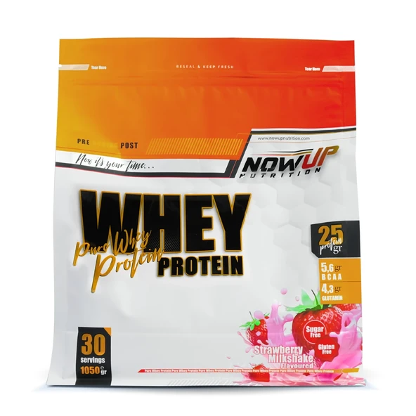 Nowup Nutrition %100 Whey Protein Tozu Strawberry (Çilek) Milkshake Aromalı - 1050 Gr. ürün görseli 1
