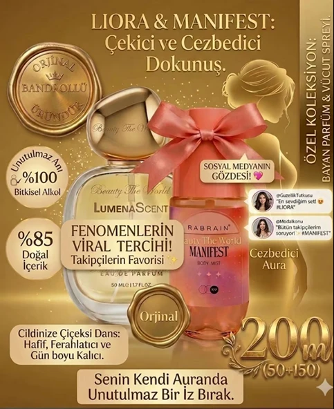 Liora & Manifest Fenomenlerin Viral Tercihi Cezbedici Vücut Spreyi&Kadın Parfüm Seti ürün görseli 1