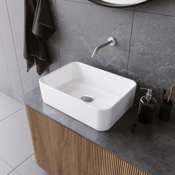 PTTAVM: Turkuaz Cerastyle Hera Tezgahüstü Mat Siyah Lavabo 50*36 cm