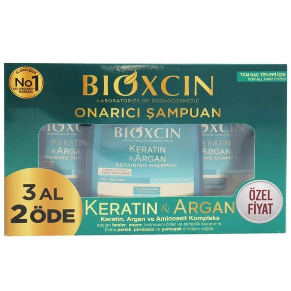 Bioxcin Keratin Ve Argan Onarıcı Şampuan 3 X 300 Ml 3 Al 2 Öde ürün görseli 1