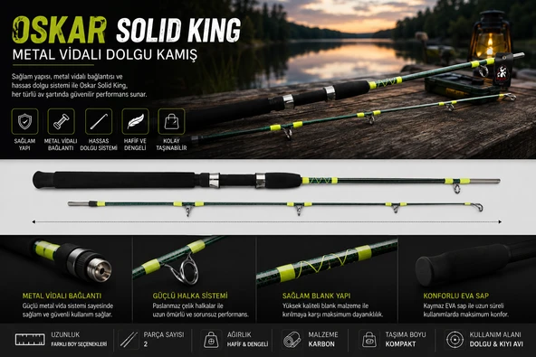 Oskar Solid King Metal Vidalı Dolgu Kamış 150cm - Resim 2