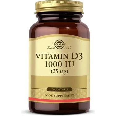 Solgar Vitamin D3 1000 IU 100 Yumuşak Kapsül ürün görseli 1