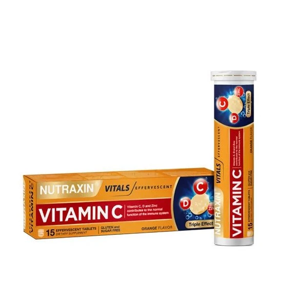 Nutraxin Vitamin C-D-Zinc 15 Efervesan Tablet ürün görseli 1