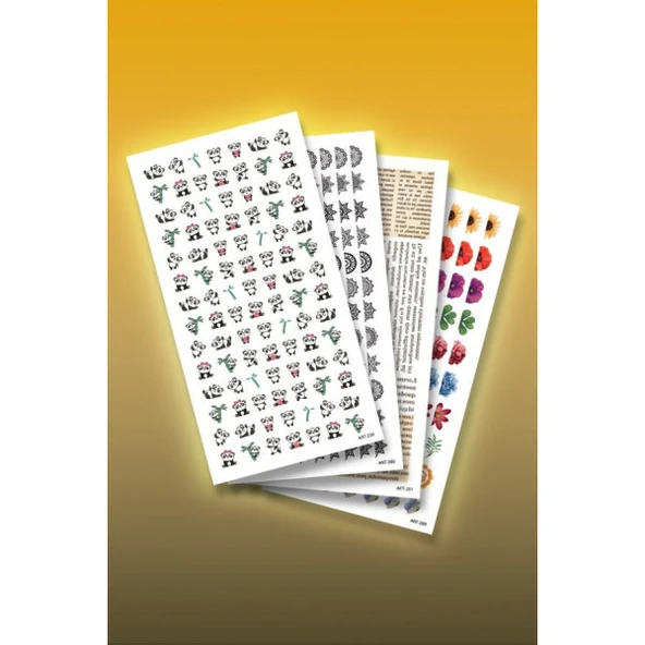 4Lü Tırnak Dövmesi Seti, Tırnak Sticker Seti, Nail Art, Tattoo ürün görseli 1