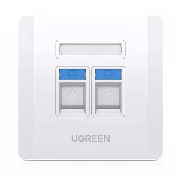 UGREEN 80182 NW144 Çift Portlu Bağlantı Noktalı Duvar Paneli Bilgi Paneli Beyaz ürün görseli 1