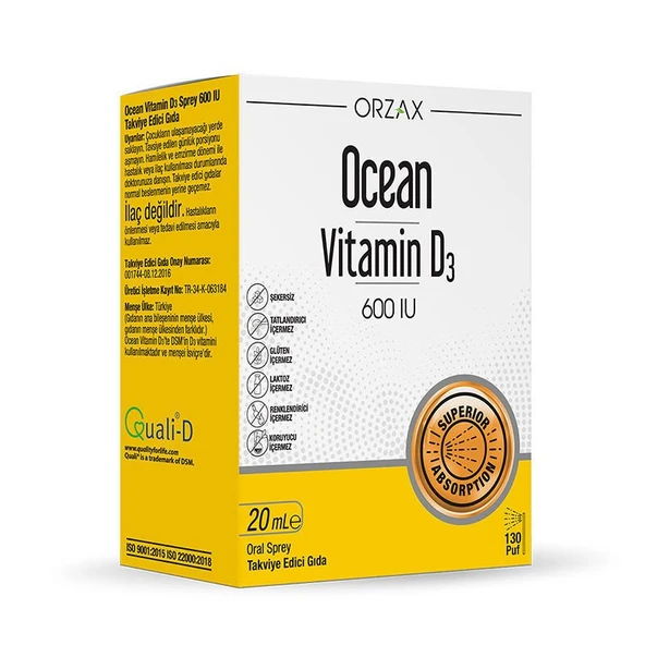 Ocean Vitamin D3 600 Iu Sprey 20 ml ürün görseli 1
