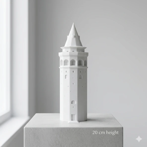 Dekoratif 3D Baskı Galata Kulesi ve Eiffel Kulesi Seti - 20 cm ürün görseli 1