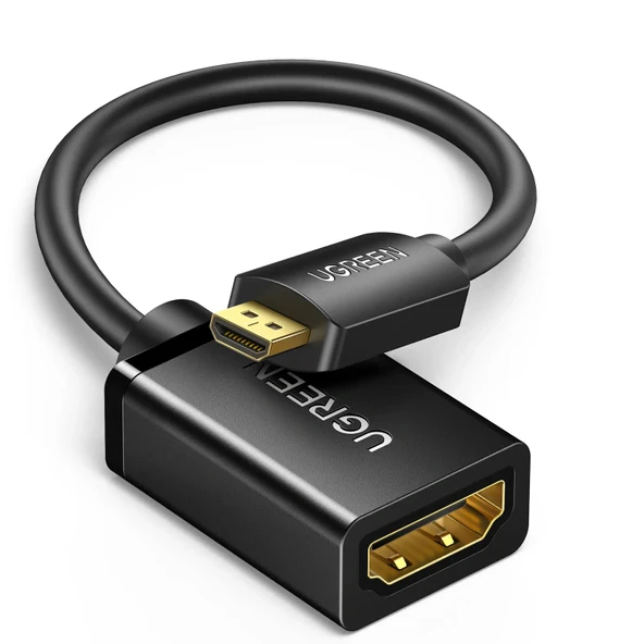 UGREEN 20134 Micro HDMI Erkek to HDMI Dişi Dönüştürücü Adaptör Kablo Siyah 22cm ürün görseli 1