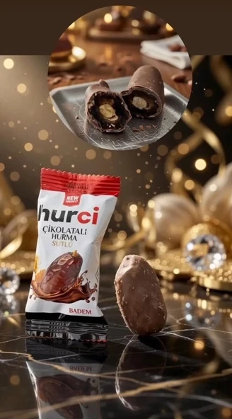 HURCİ SÜTLÜ ÇİKOLATA KAPLI BADEMLİ HURMA 250 GR ürün görseli 1