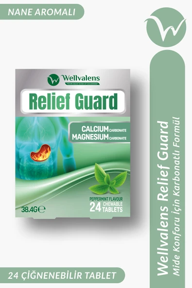 Relief Guard Çiğnenebilir Tablet Nane Aromalı Kalsiyum Karbonat Magnezyum Karbonat 24 Adet ürün görseli 1