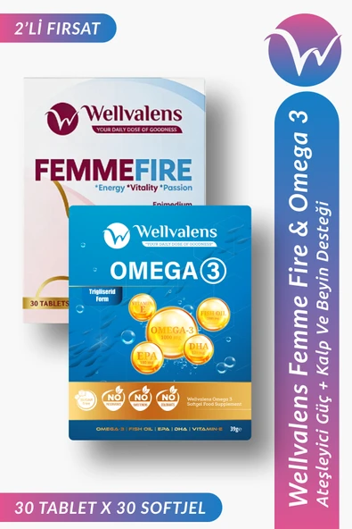 Kadınlara Özel Destek Paketi | Omega 3 30 Softjel + FemmeFire 30 Tablet ürün görseli 1