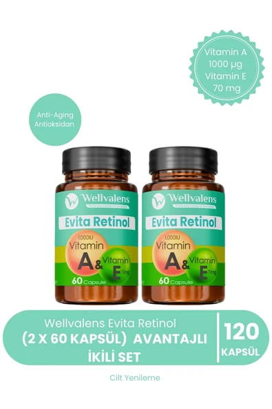 Evita Retinol Vitamin A & E İkili Paket Cilt Yenileme, Anti-Aging ve Antioksidan Desteği ürün görseli 1