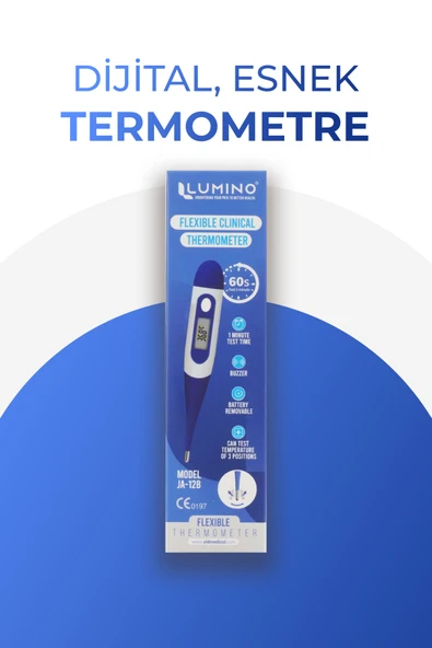 Lumino Esnek Uçlu Dijital Ateş Ölçer - Sesli Uyarı & Hafızalı - Bebek ve Yetişkin İçin Termometre ürün görseli 1