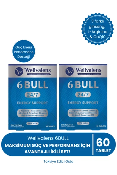 6 Bull Erkek Takviyesi İkili Paket 60 Tablet | Ginseng, L-Arginine ve CoQ10 ürün görseli 1