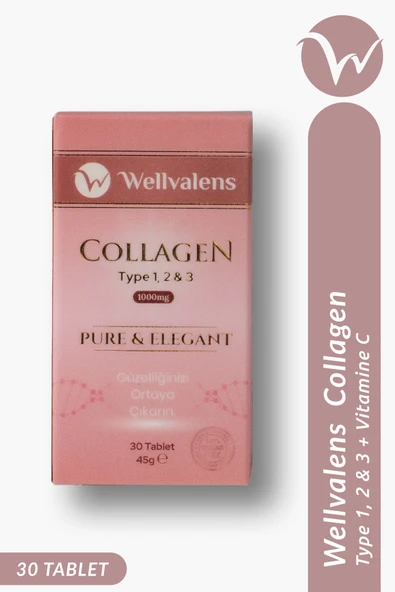 Pure & Elegant Collagen 1000 mg Tip 1-2-3 - 30 Tablet - Hyaluronik Asit, Biotin, Vitamin C ürün görseli 1