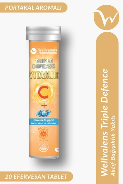 Triple Defense Efervesan Tablet 1000 mg C Vitamini Çinko D3 Portakal Aromalı 20 Tablet ürün görseli 1