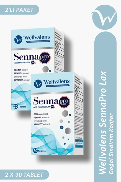 Wellvalens Sennapro Lax İKİLİ PAKET | Sinameki, Magnezyum, Kayısı & Rezene ile Sindirim Konforu ve Bağırsak Desteği – 60 Tablet ürün görseli 1