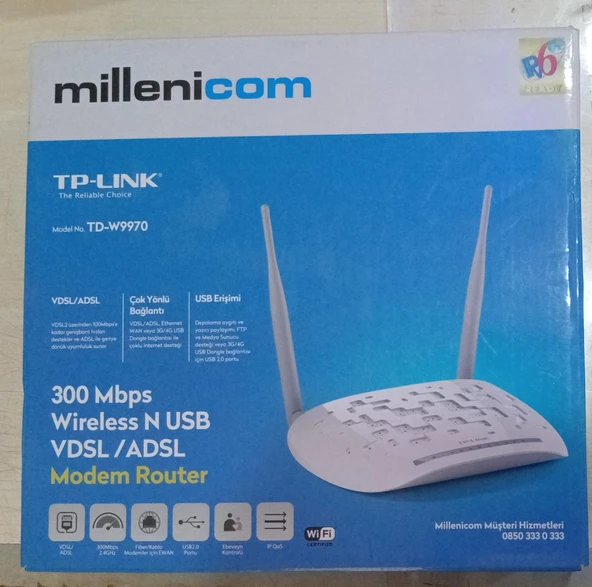 DİKKAT SADECE "ROUTER"...TP-Link TD-W9970 4 Port 300 Mbps VDSL2 (OUTLET ÜRÜN) ürün görseli 1
