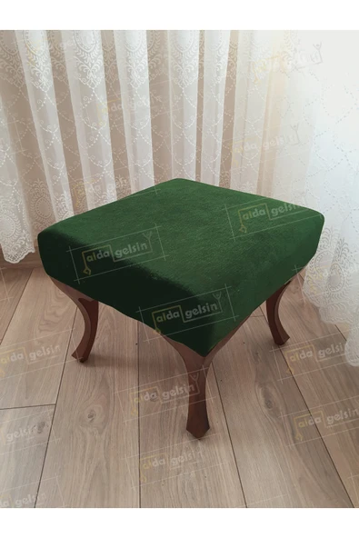 aldagelsin Ayak Ucu Kapı Önü Antre Düz Bench Puf Ceviz Ayak Yeşil 45 x 45 ürün görseli 1