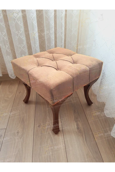 aldagelsin Kapitoneli Makyaj Pufu Ayak Ucu Puf Ceviz Ayak (45*45) Vizon 45 x 45 ürün görseli 1