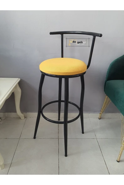 aldagelsin Sırtlı Dekoratif Bar Tabure Kara Inci Sarı 70 x 40 ürün görseli 1
