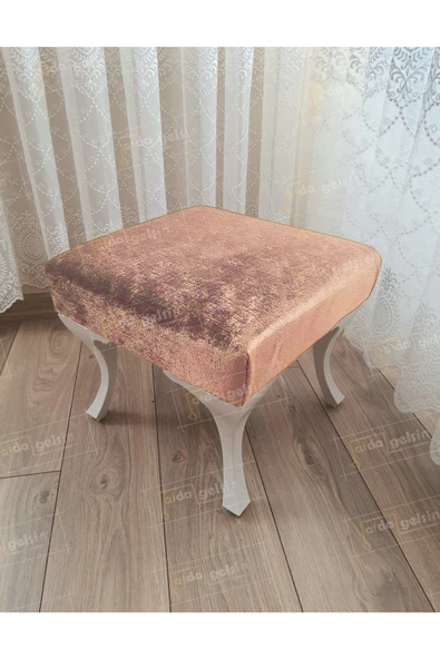 aldagelsin Ayak Ucu Kapı Önü Antre Düz Bench Puf Beyaz Ayak Vizon 45 x 45 ürün görseli 1